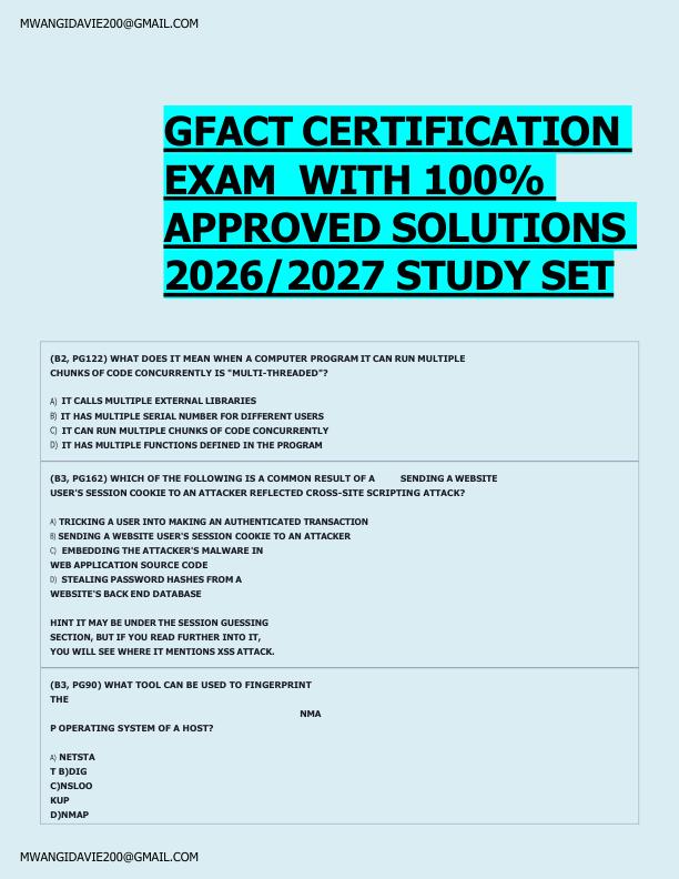 GFACT CERTIFICATION  EXAM  WITH 100%  APPROVED SOLUTIONS  2026/2027 STUDY SET 