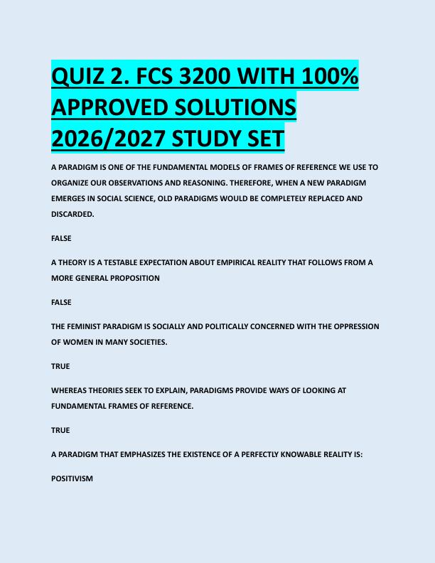 QUIZ 2. FCS 3200 WITH 100%  APPROVED SOLUTIONS  2026/2027 STUDY SET 