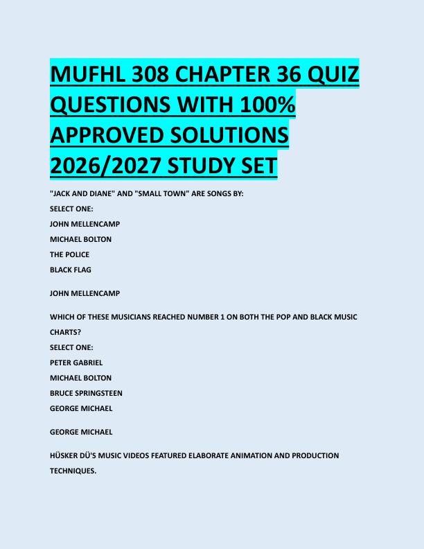 MUFHL 308 CHAPTER 36 QUIZ  QUESTIONS WITH 100%  APPROVED SOLUTIONS  2026/2027 STUDY SET