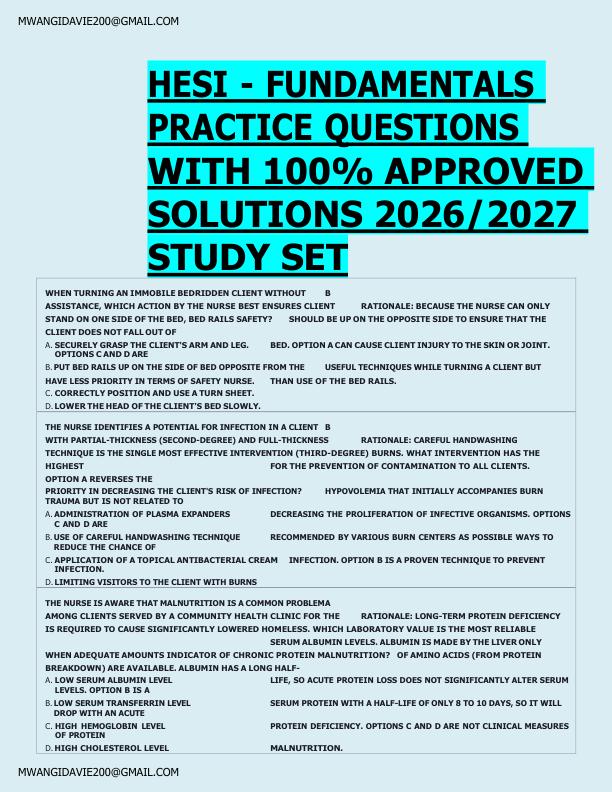 mobile-preview-HESI - FUNDAMENTALS  PRACTICE QUESTIONS  WITH 100% APPROVED  SOLUTIONS 2026/2027  STUDY SET