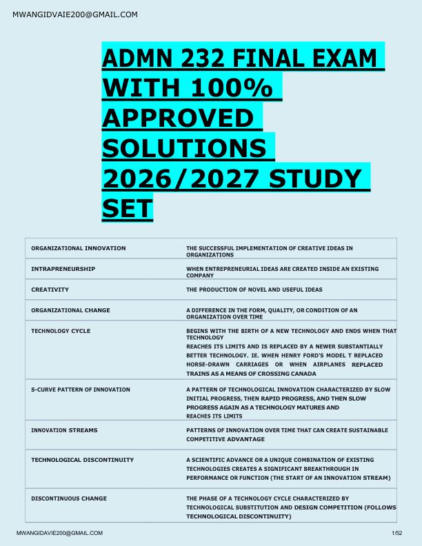 mobile-preview-ADMN 232 FINAL EXAM  WITH 100%  APPROVED  SOLUTIONS  2026/2027 STUDY  SET 