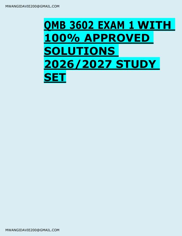 QMB 3602 EXAM 1 WITH  100% APPROVED  SOLUTIONS  2026/2027 STUDY  SET 