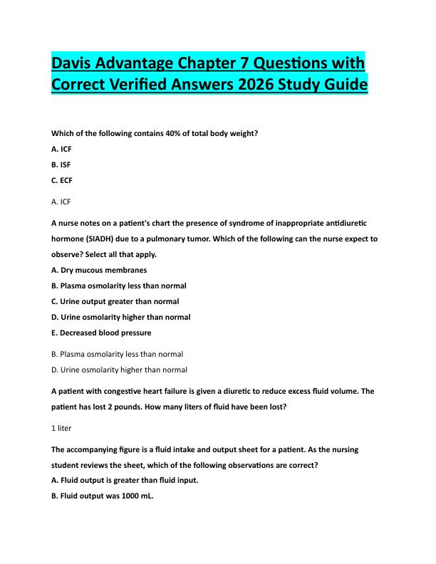 N113Davis Advantage Chapter 7 Questions with  Correct Verified Answers 2026 Study Guide 