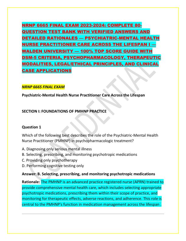 NRNP 6665 FINAL EXAM 2023