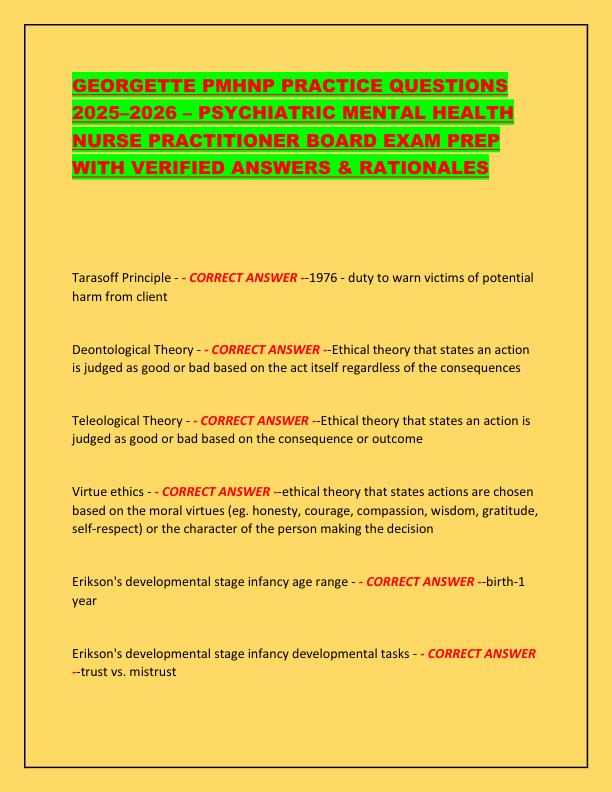 GEORGETTE PMHNP PRACTICE QUESTIONS 2025