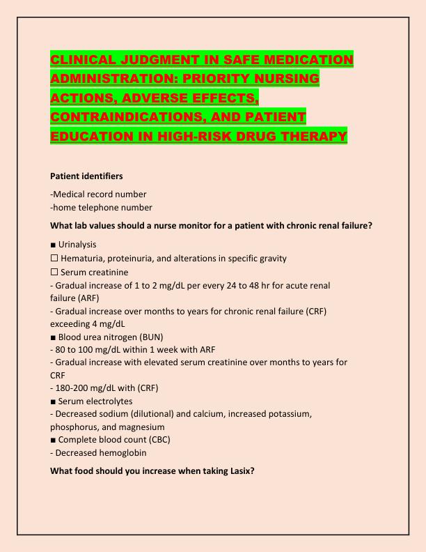 CLINICAL JUDGMENT IN SAFE MEDICATION ADMINISTRATION