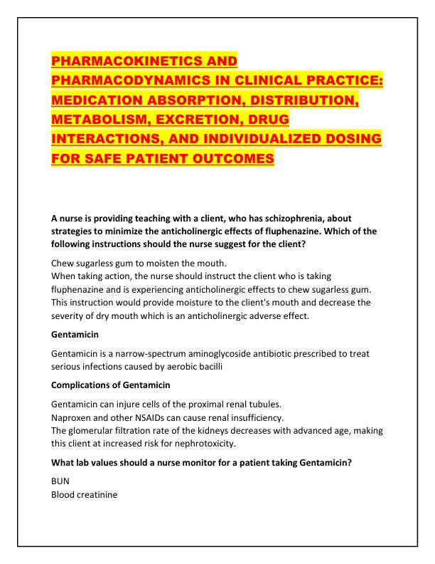 PHARMACOKINETICS AND PHARMACODYNAMICS IN CLINICAL PRACTICE