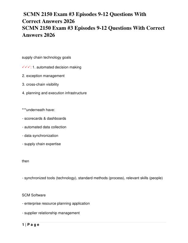 SCMN 2150 Exam #3 Episodes 9-12 Questions With Correct Answers 2026