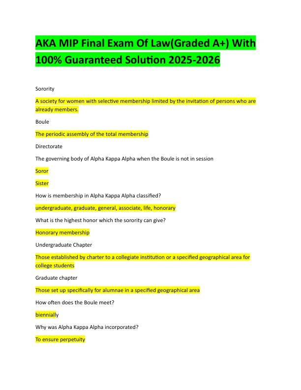 AKA MIP Final  Exam -With 100% Updated solutions For 2025-2026