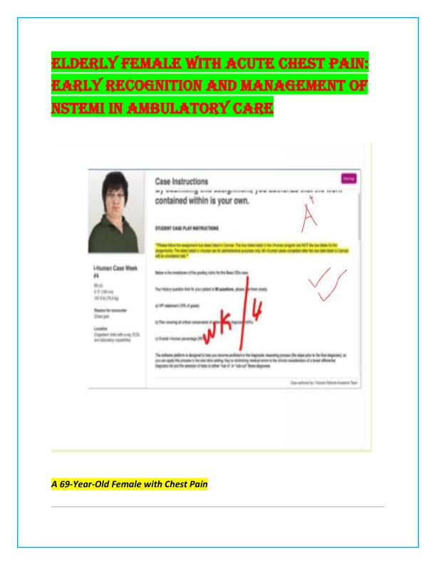ELDERLY FEMALE WITH ACUTE CHEST PAIN