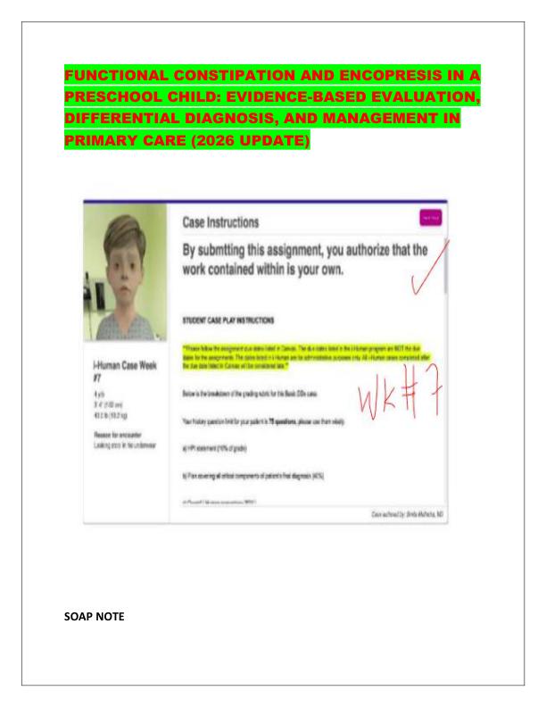 FUNCTIONAL CONSTIPATION AND ENCOPRESIS IN A PRESCHOOL CHILD