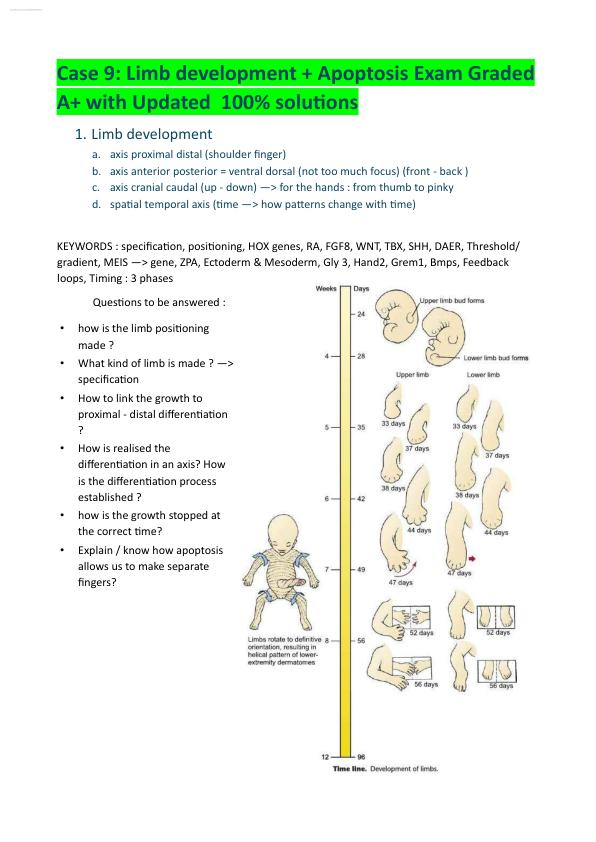 BBS1005_Case 9_Limb Development and Apoptosis.Exam Graded A+ with Updated  100% solutions