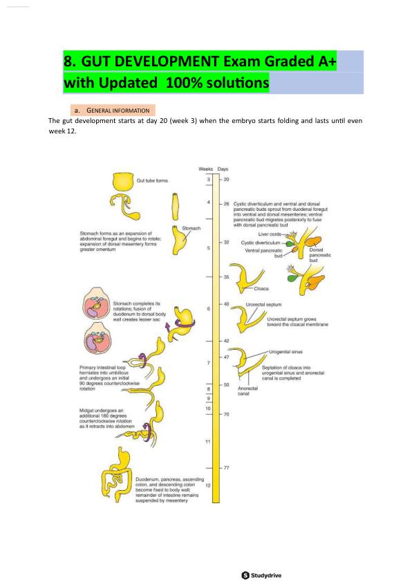 Case 8 - gut development Exam Graded A+ with Updated  100% solutions