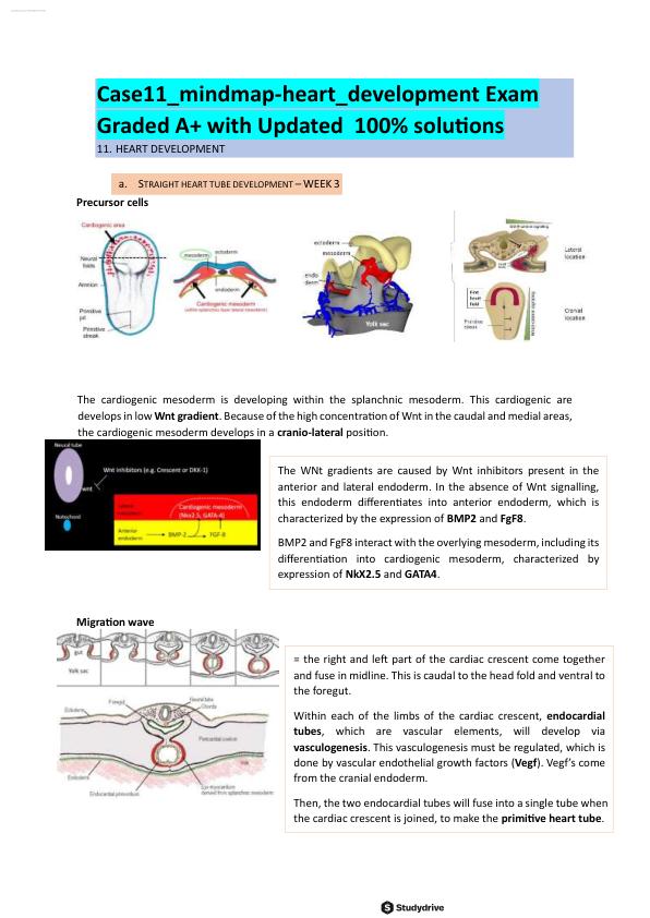 Case 11 - heart development Exam Graded A+ with Updated  100% solutions