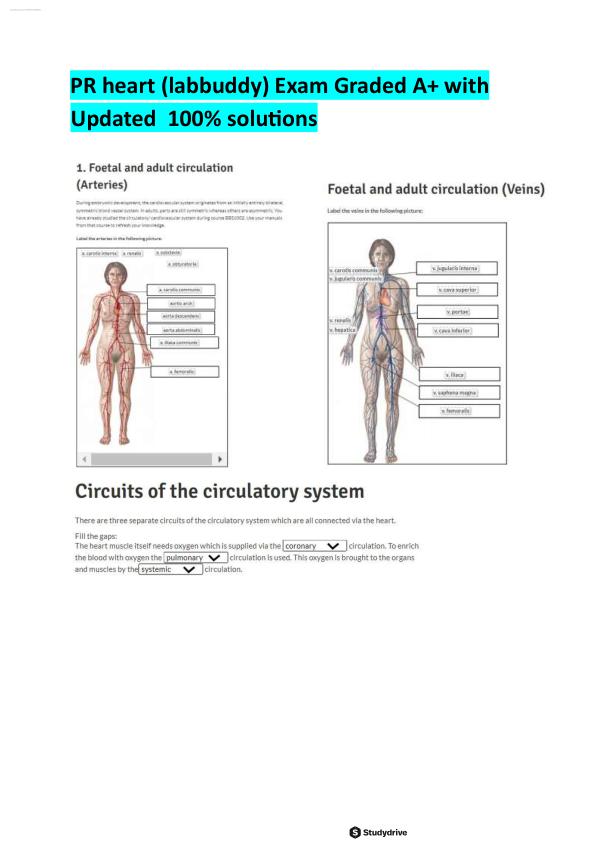 PR heart (labbuddy) Exam Graded A+ with Updated  100% solutions
