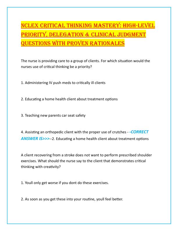 NCLEX CRITICAL THINKING MASTERY