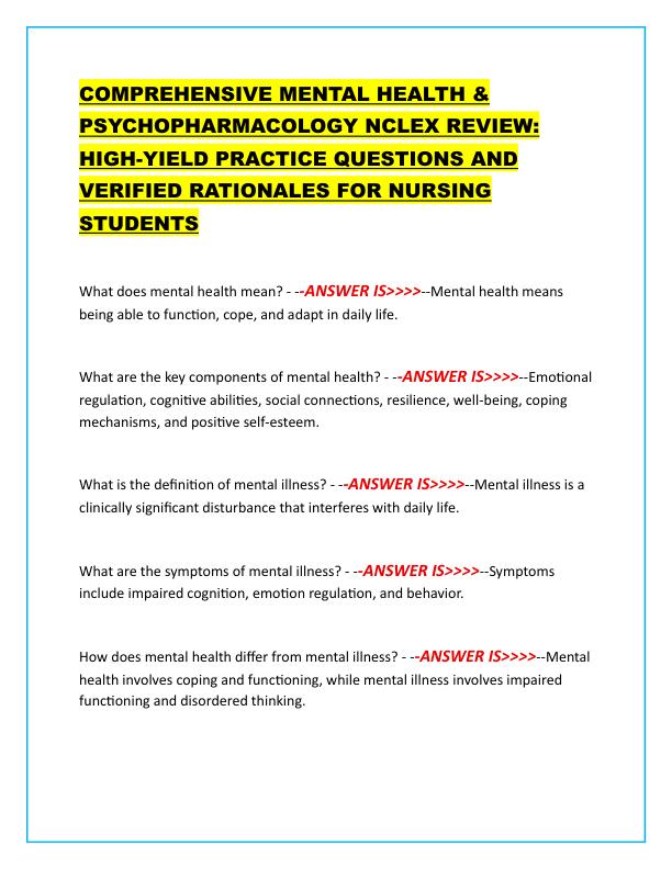 COMPREHENSIVE MENTAL HEALTH