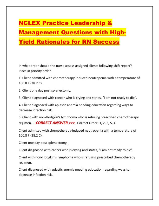 NCLEX Practice Leadership