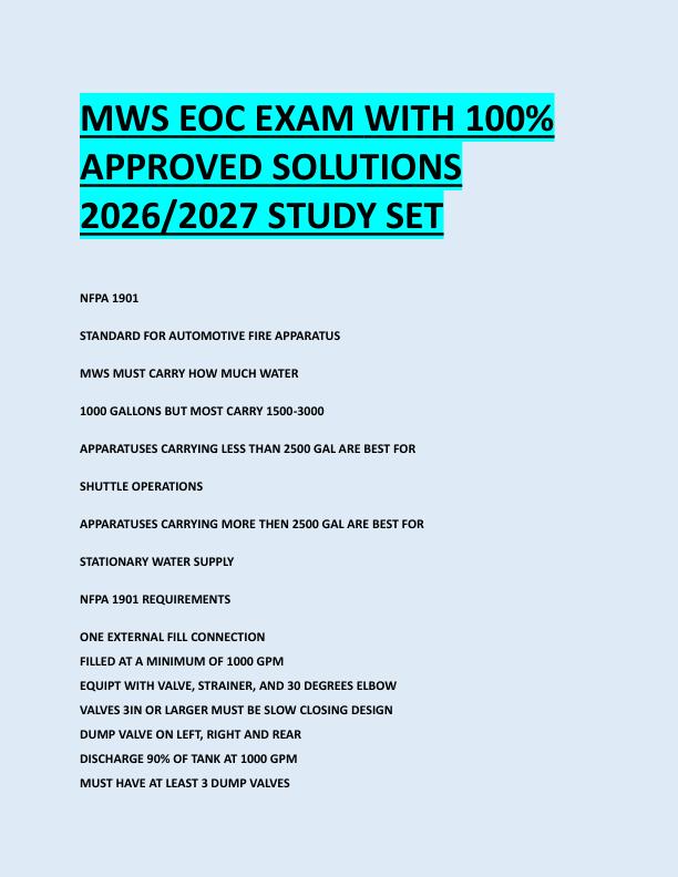 MWS EOC EXAM WITH 100%  APPROVED SOLUTIONS  2026/2027 STUDY SET 