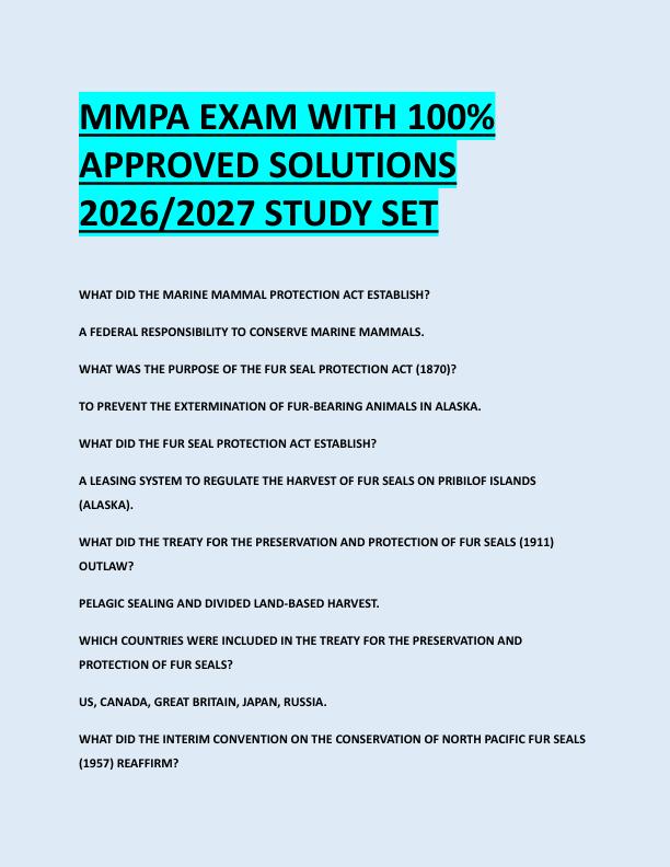 MMPA EXAM WITH 100%  APPROVED SOLUTIONS  2026/2027 STUDY SET 