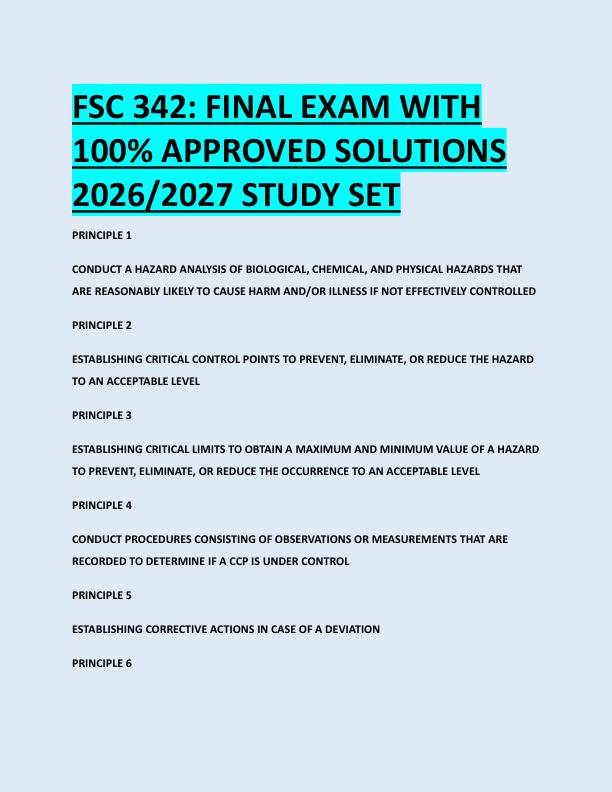 FSC 342: FINAL EXAM WITH  100% APPROVED SOLUTIONS  2026/2027 STUDY SET 