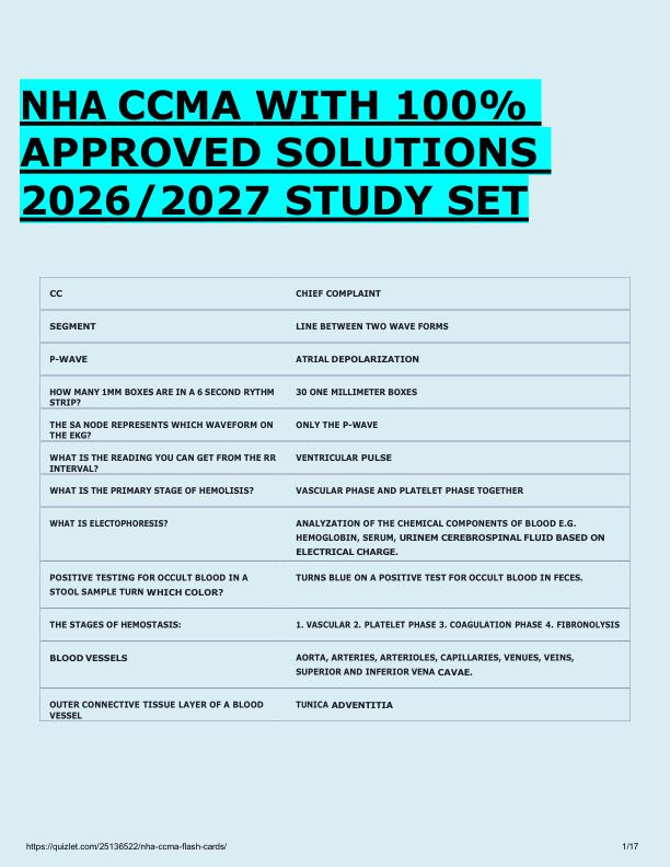   NHA CCMA WITH 100%  APPROVED SOLUTIONS  2026/2027 STUDY SET 