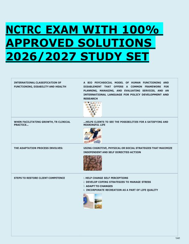   NCTRC EXAM WITH 100%  APPROVED SOLUTIONS  2026/2027 STUDY SET 