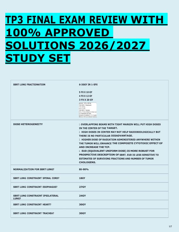 TP3 FINAL EXAM REVIEW WITH  100% APPROVED  SOLUTIONS 2026/2027  STUDY SET 