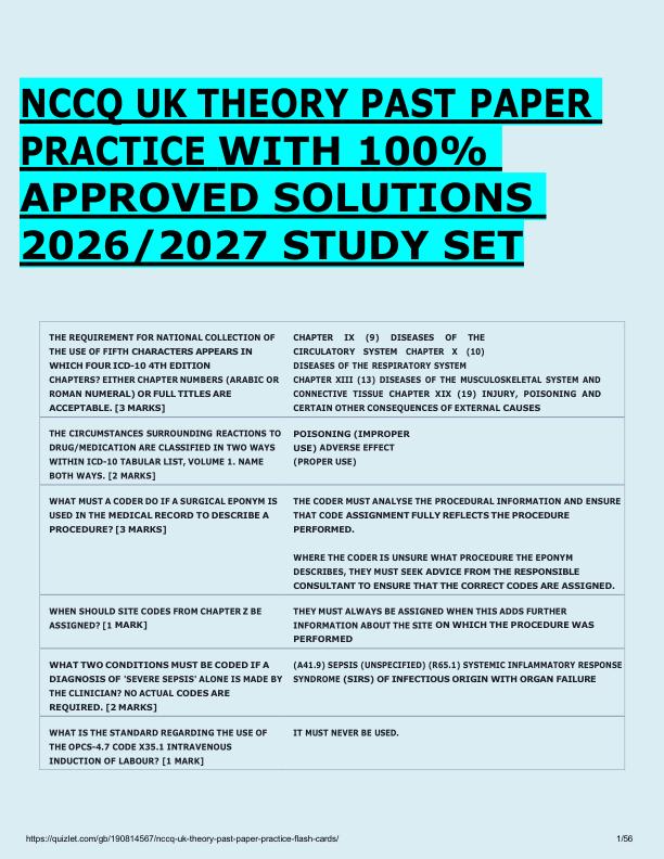 NCCQ UK THEORY PAST PAPER  PRACTICE WITH 100%  APPROVED SOLUTIONS  2026/2027 STUDY SET 