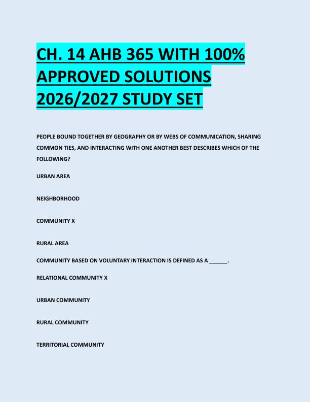 CH. 14 AHB 365 WITH 100%  APPROVED SOLUTIONS  2026/2027 STUDY SET