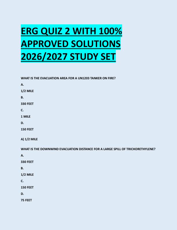 ERG QUIZ 2 WITH 100%  APPROVED SOLUTIONS  2026/2027 STUDY SET