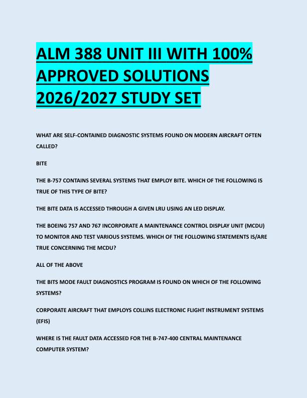 ALM 388 UNIT III WITH 100%  APPROVED SOLUTIONS  2026/2027 STUDY SET 