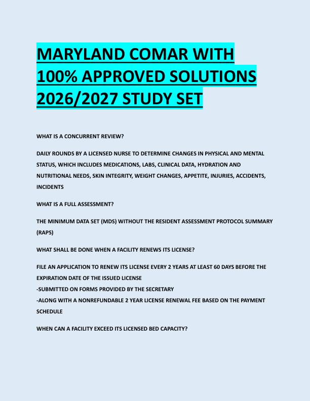 MARYLAND COMAR WITH  100% APPROVED SOLUTIONS  2026/2027 STUDY SET