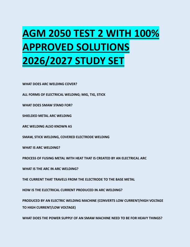 AGM 2050 TEST 2 WITH 100%  APPROVED SOLUTIONS  2026/2027 STUDY SET 