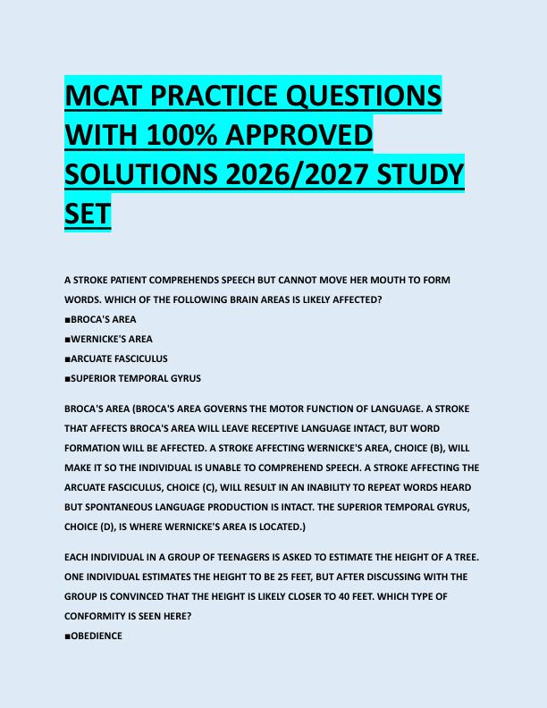mobile-preview-MCAT PRACTICE QUESTIONS  WITH 100% APPROVED  SOLUTIONS 2026/2027 STUDY  SET