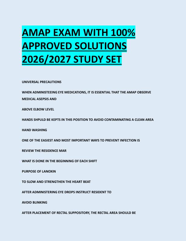 AMAP EXAM WITH 100%  APPROVED SOLUTIONS  2026/2027 STUDY SET