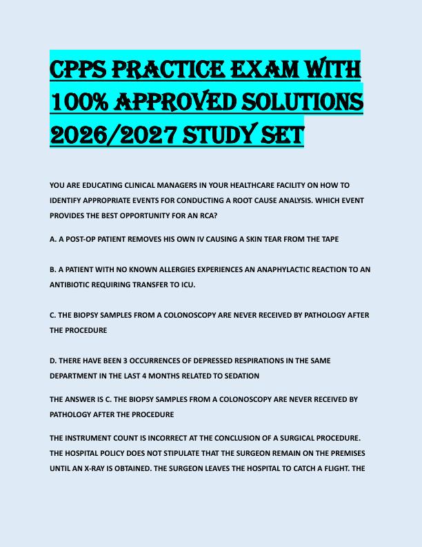 CPPS PRACTICE EXAM WITH  100% APPROVED SOLUTIONS  2026/2027 STUDY SET 