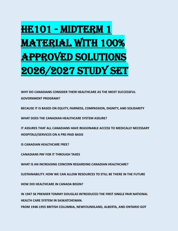 HE101 - MIDTERM 1  MATERIAL WITH 100%  APPROVED SOLUTIONS  2026/2027 STUDY SET