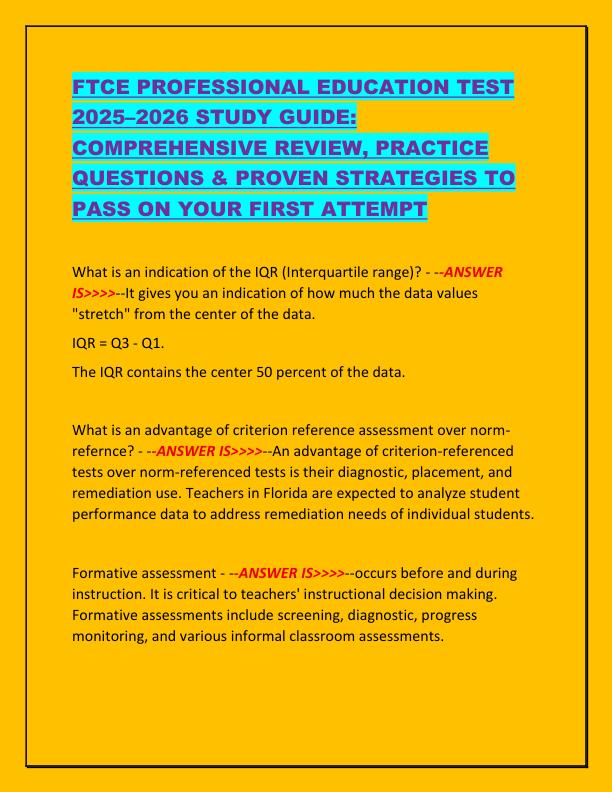 FTCE PROFESSIONAL EDUCATION TEST 2025