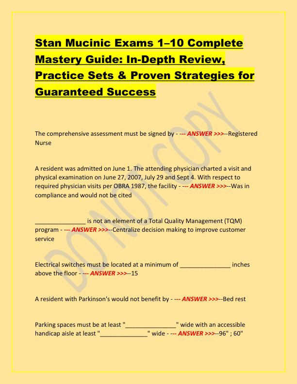 Stan Mucinic Exams 1