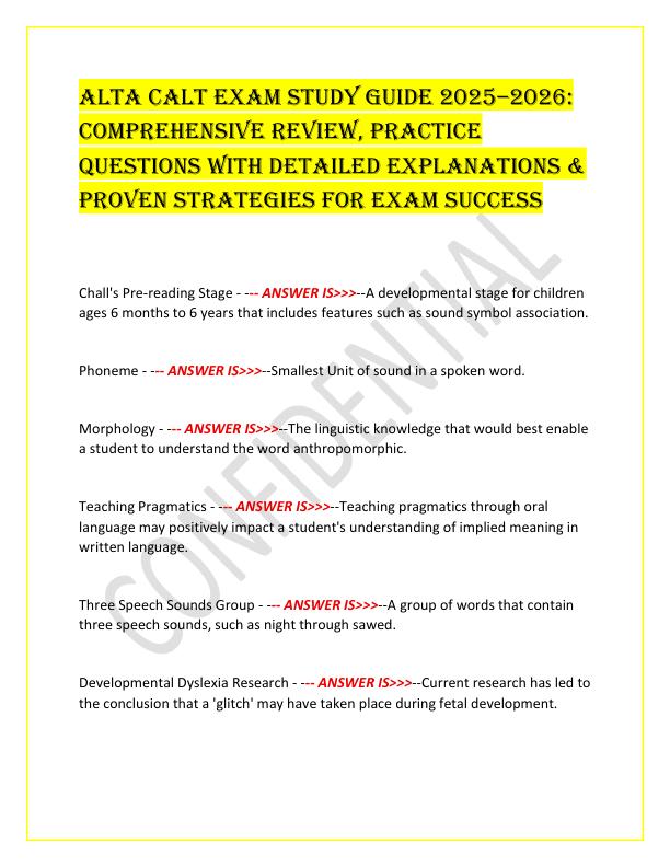 ALTA CALT Exam Study Guide 2025