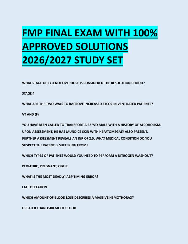 FMP FINAL EXAM WITH 100%  APPROVED SOLUTIONS  2026/2027 STUDY SET