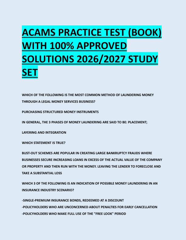 CVS 207 EXAM 3 WITH 100%  APPROVED SOLUTIONS  2026/2027 STUDY SET