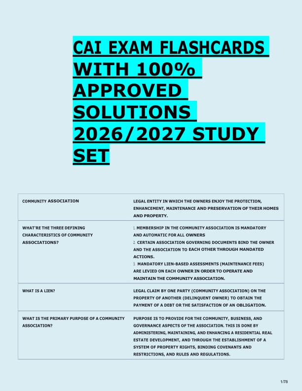 CAI EXAM FLASHCARDS  WITH 100%  APPROVED  SOLUTIONS  2026/2027 STUDY  SET 
