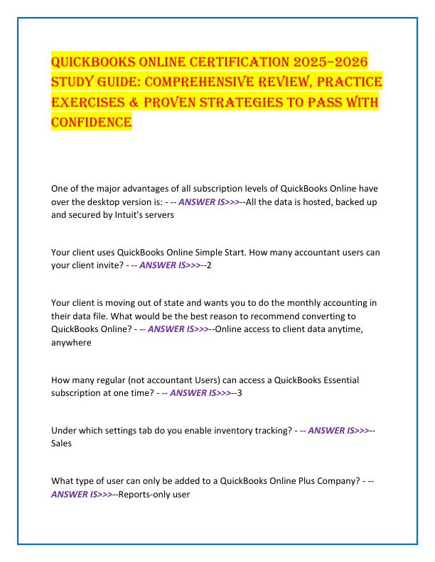 QuickBooks Online Certification 2025