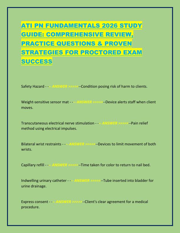 ATI PN FUNDAMENTALS 2026 STUDY GUIDE