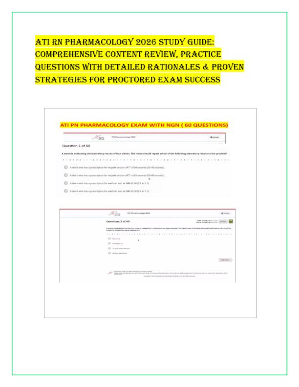 ATI RN Pharmacology 2026 Study Guide