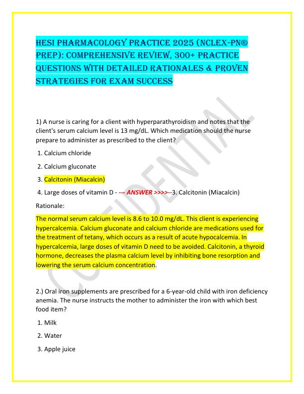 HESI Pharmacology Practice 2025