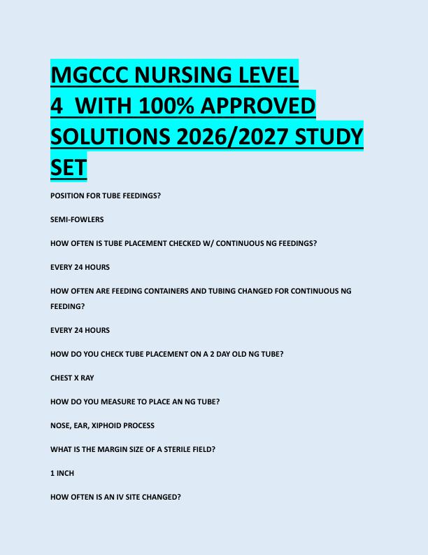 MGCCC NURSING LEVEL  4  WITH 100% APPROVED  SOLUTIONS 2026/2027 STUDY  SET 