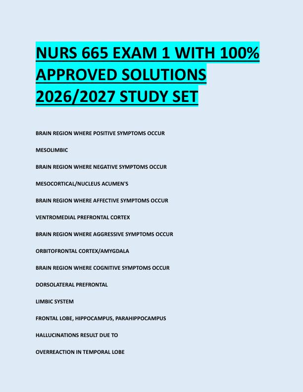 NURS 665 EXAM 1 WITH 100%  APPROVED SOLUTIONS  2026/2027 STUDY SET